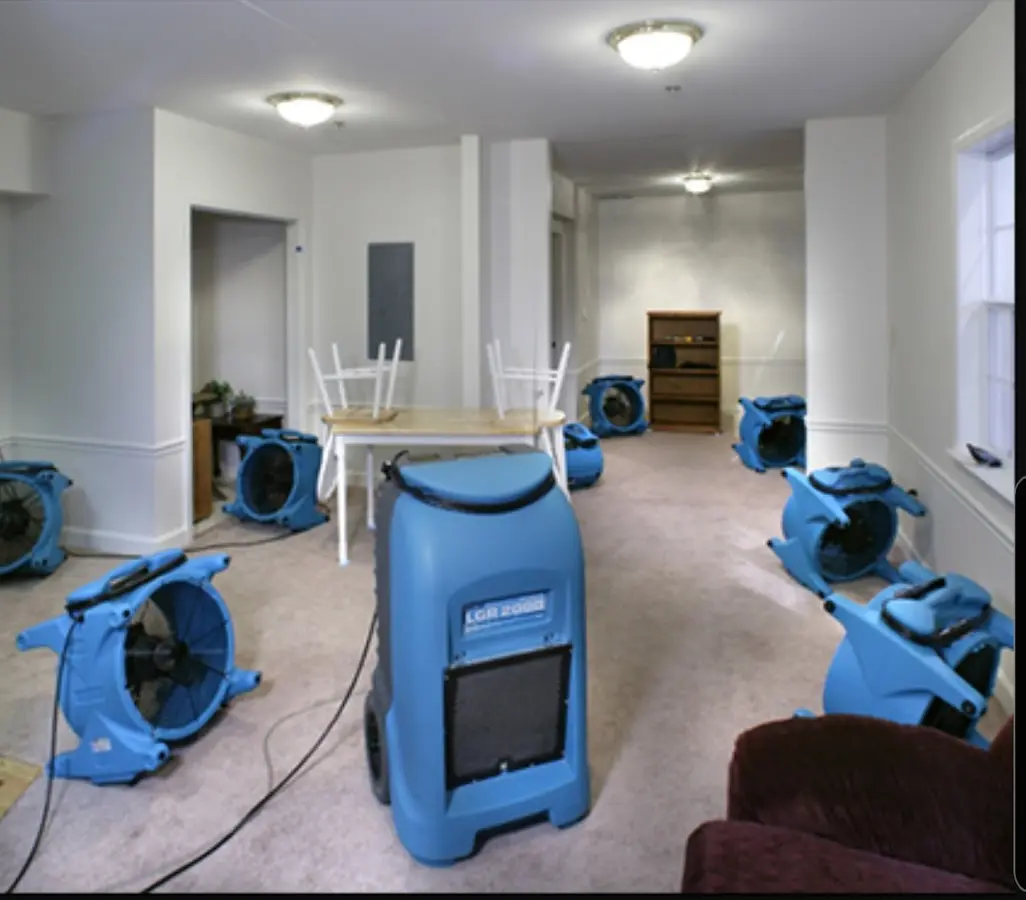 Air movers and dehumidifier setup for Water Damage Restoration in Fox Chapel